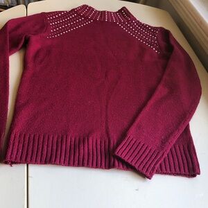 Juicy Couture Maroon Turtleneck Sweater with Stud Accents.